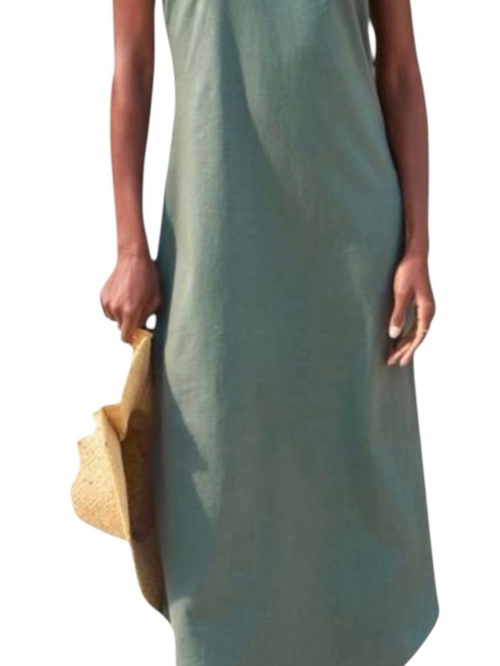 Frank & Eileen Sleeveless Muscle Tee Maxi Dress, Raw Hem, Olive Green, Medium
